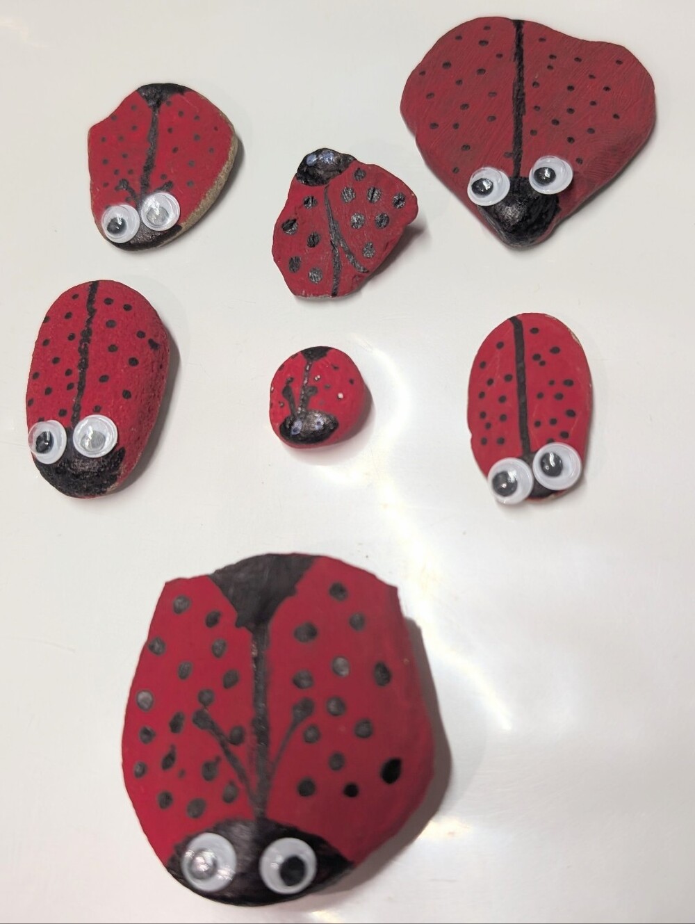 Hand-Painted Red Ladybug Rocks